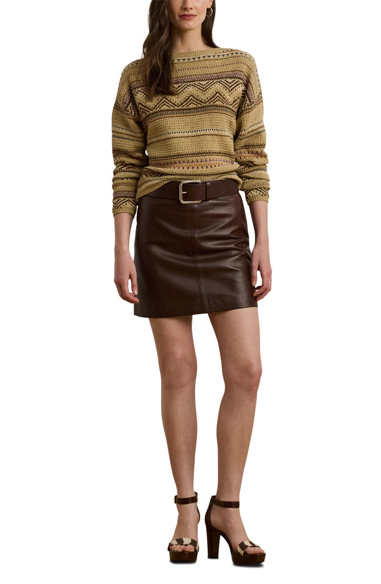 Lauren Ralph Lauren Lambskin Leather Pencil Miniskirt, Alternate, color, Dark Hickory