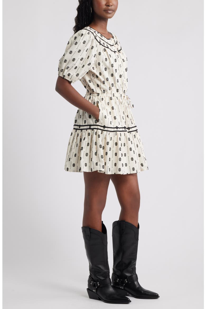 Short Sleeve Cotton Blend Tiered Minidress, Alternate, color, IVORY DOVE