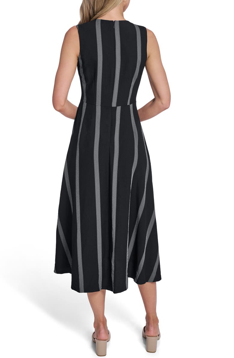 Calvin Klein Stripe Midi Dress, Alternate, color, Black/ White