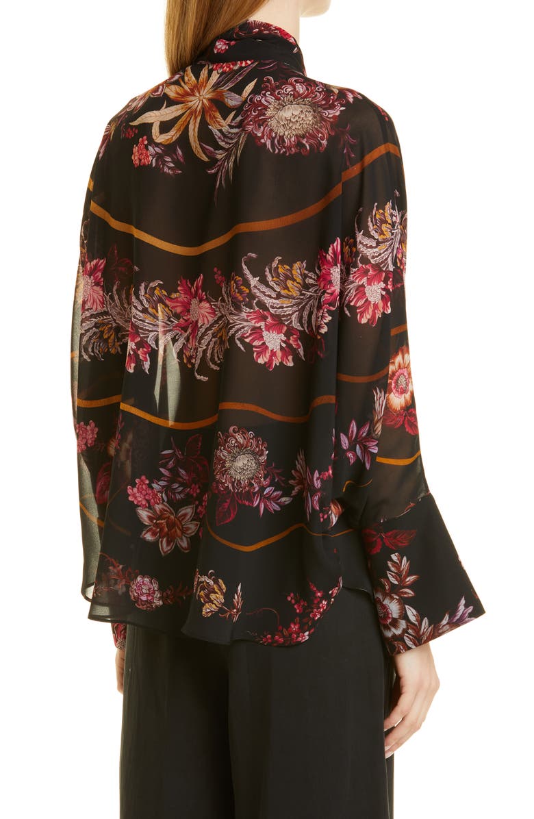 KOBI HALPERIN Michelle Floral Tie Neck Blouse, Alternate, color,