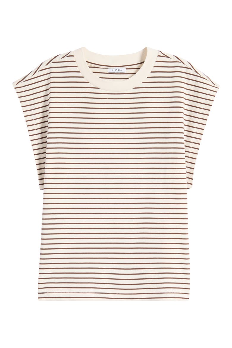 Marina Stripe Stretch Cotton T-Shirt, Alternate, color, CHESTNUT IVORY STRIPE