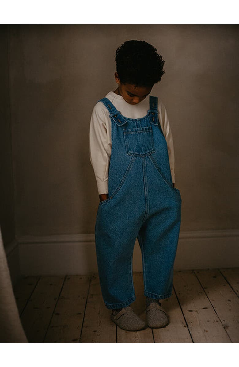The Simple Folk The Oversized Denim Dungaree, Alternate, color, Mid Denim