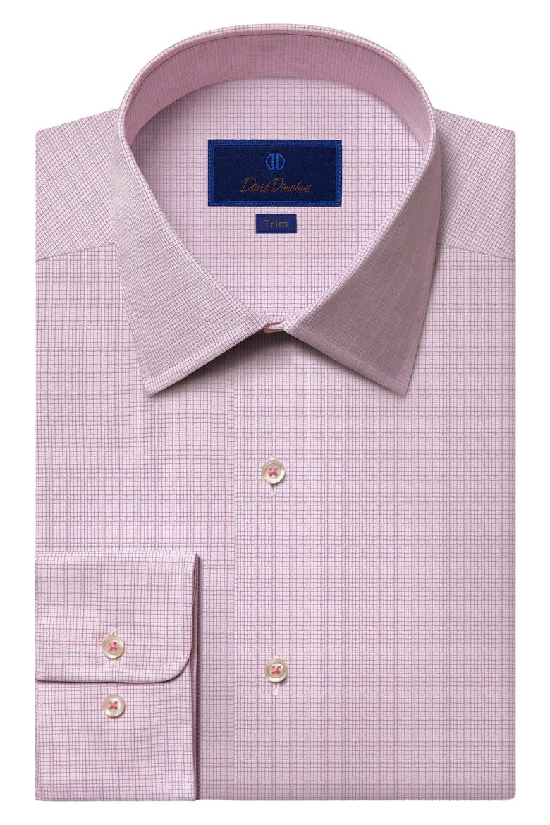 Trim Fit Dress Shirt, Main, color, WHITE/ PINK