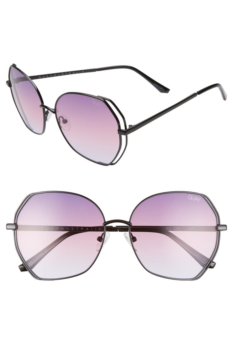 QUAY Big Love 59mm Gradient Round Sunglasses, Main, color,