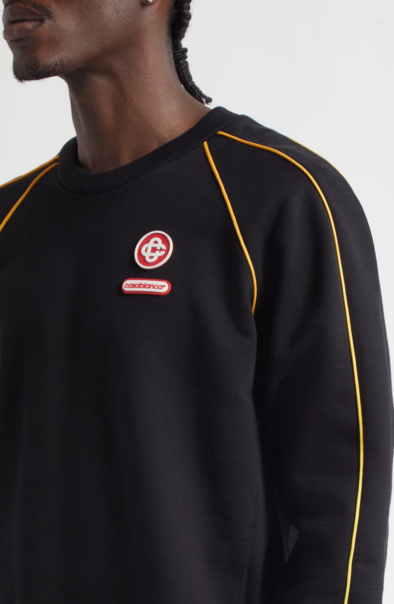 Casablanca Gradient Piping Raglan Sleeve Organic Cotton Sweatshirt, Alternate, color, Black