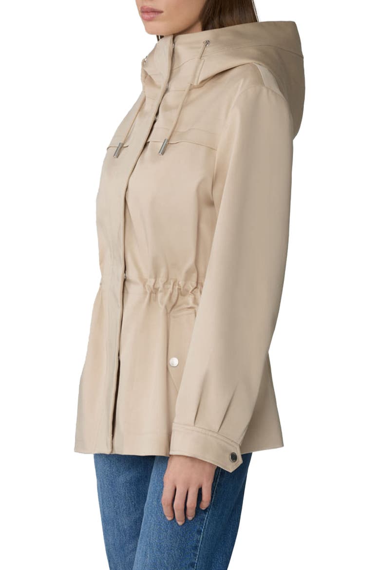 Avalynn Water Repellent Hooded Rain Coat, Alternate, color, ALMOND