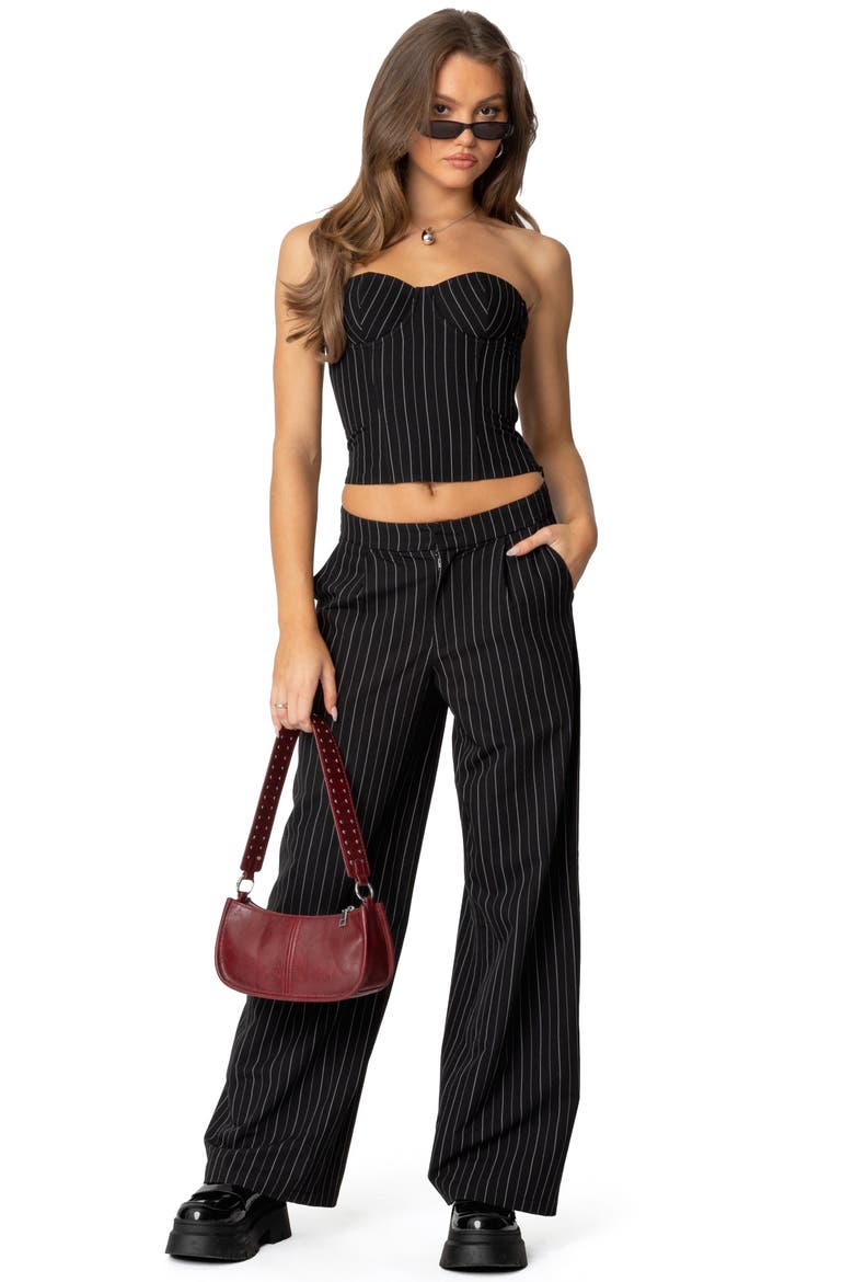 Aliza Pinstripe Straight Leg Pants, Alternate, color, BLACK-AND-WHITE