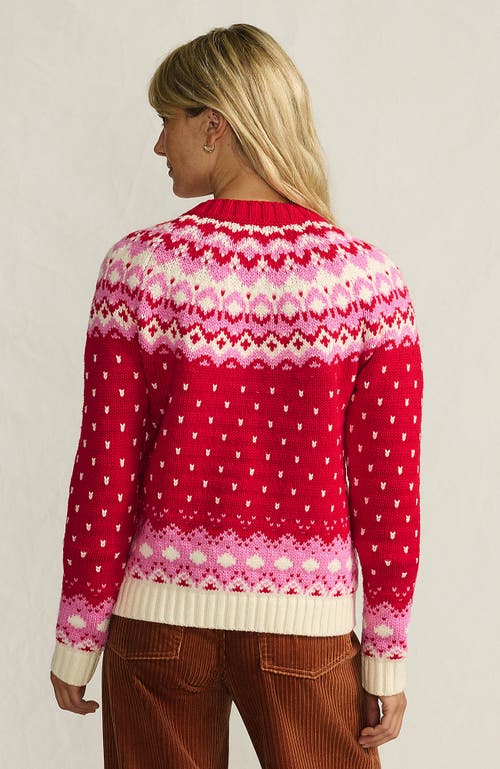 Lands' End Lofty Birdseye Fair Isle Cardigan Sweater In Red