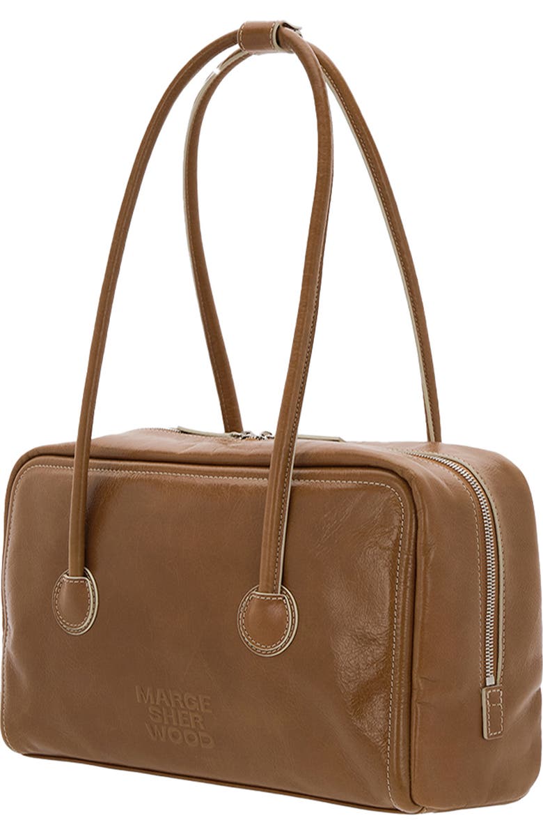 MARGESHERWOOD Boston Leather Shoulder Bag, Alternate, color, Brown Crinkle