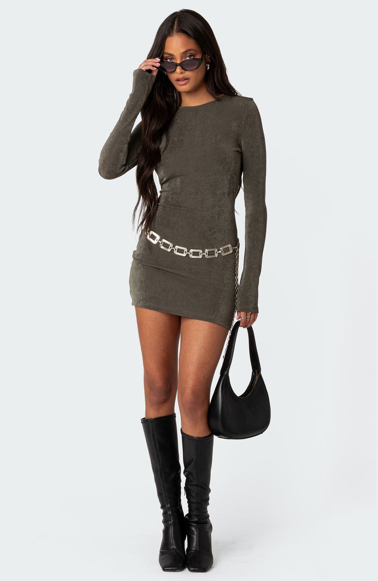 EDIKTED Alaric Open Back Long Sleeve Minidress, Alternate, color, 