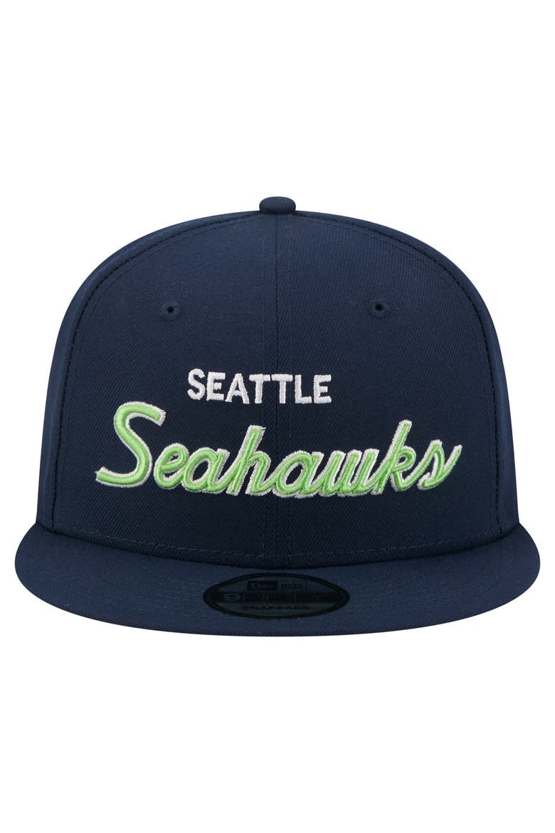 Men's New Era  College Navy Seattle Seahawks Core Team Script 9FIFTY Snapback Hat, Alternate, color, College Navy