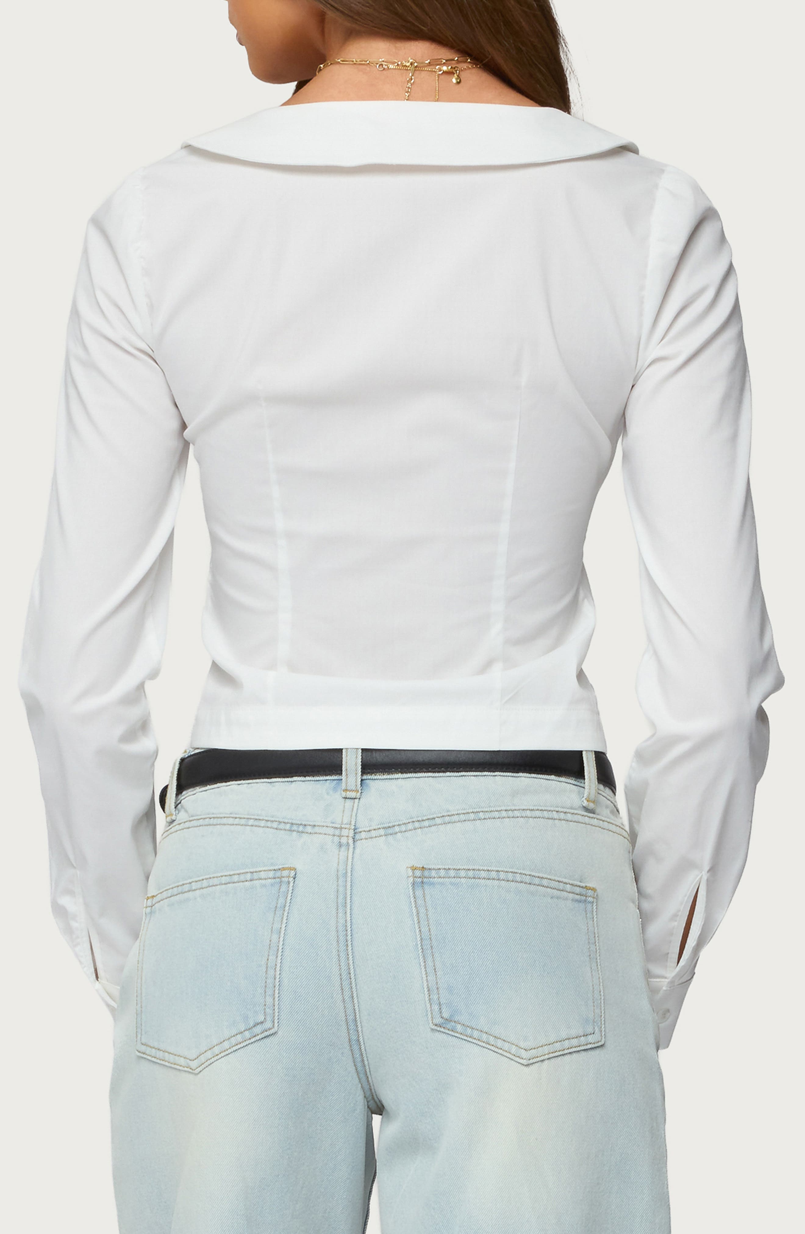Scoop Neck Button-Up Shirt - image 2