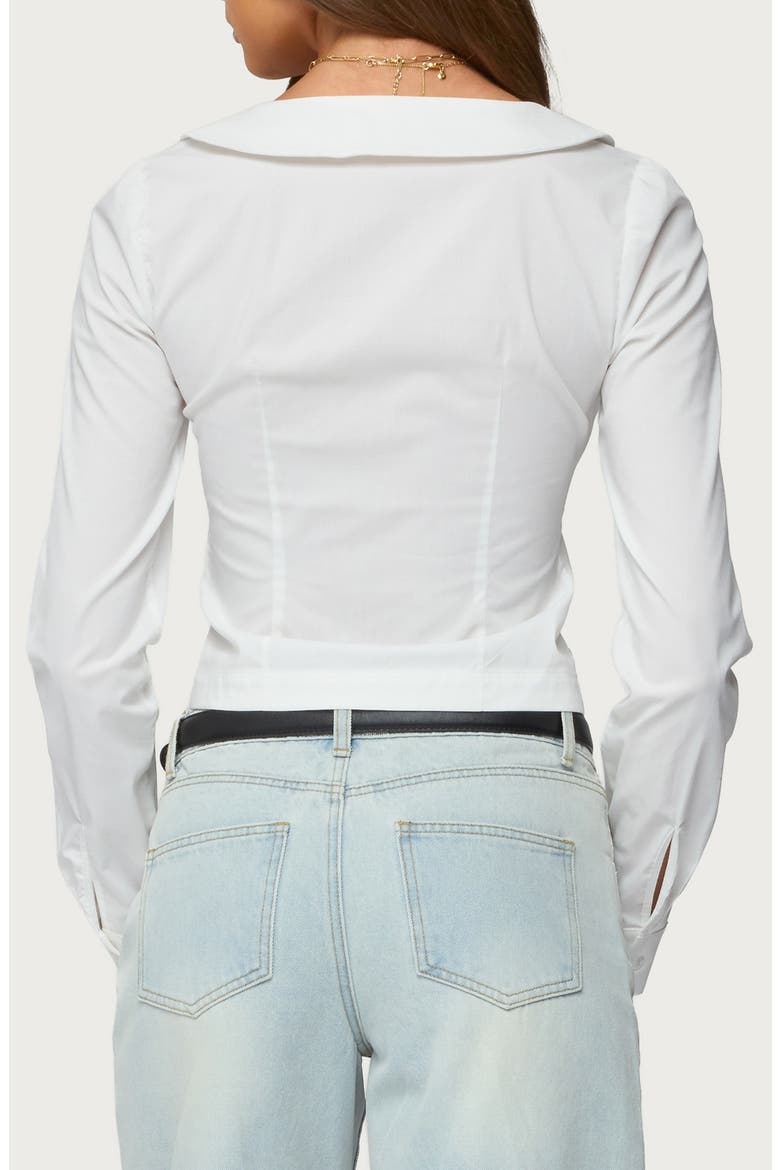 Scoop Neck Button-Up Shirt, Alternate, color, WHITE