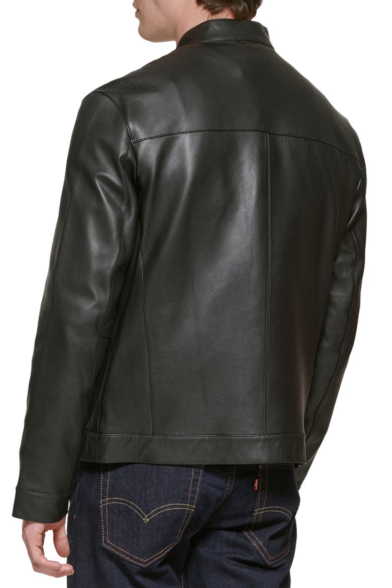 Bonded Leather Moto Jacket, Alternate, color, BLACK