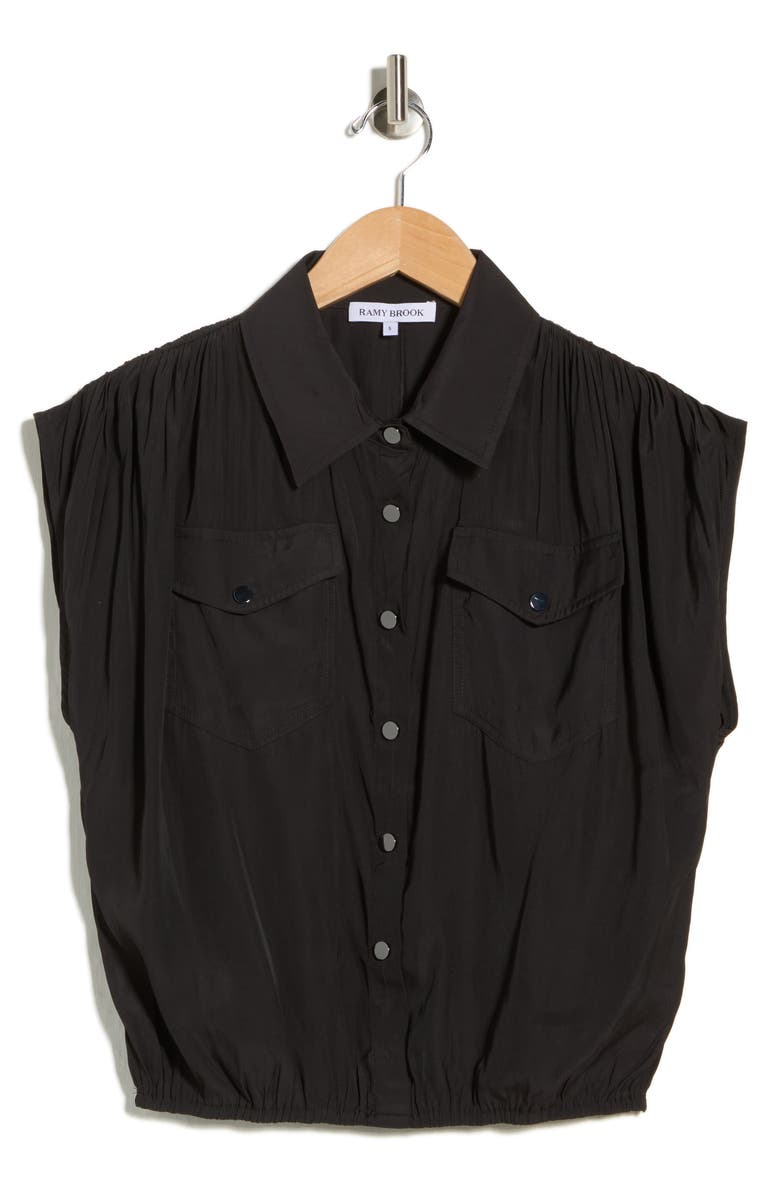 Ramy Brook Cyra Snap Front Shirt, Main, color, Black