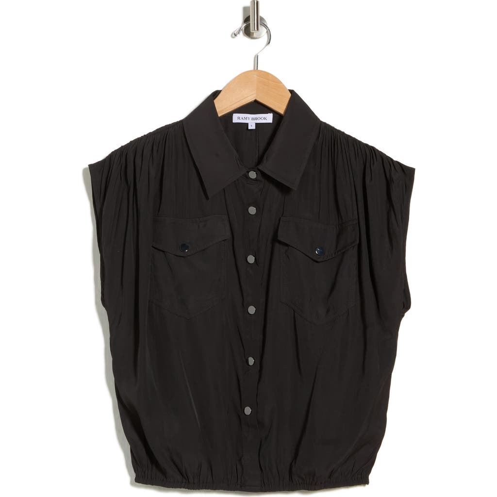 Ramy Brook Cyra Snap Front Shirt In Black