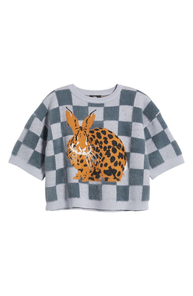 Dressed in Lala Leopard Bunny Short Sleeve Sweater, Alternate, color, 