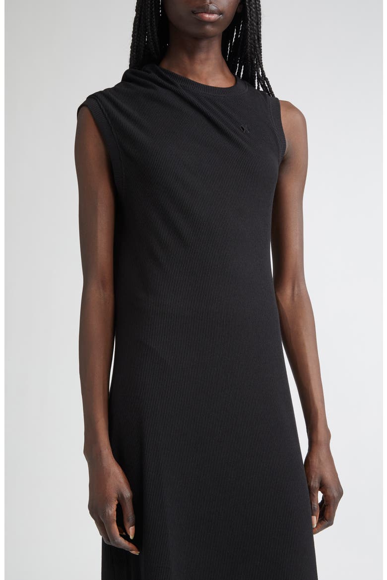 Pierced Asymmetric Midi Dress, Alternate, color, BLACK