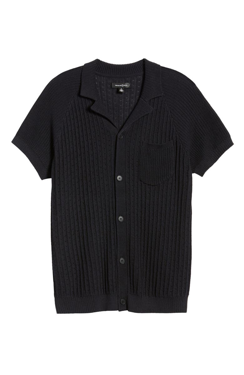 Treasure & Bond Mixed Stitch Short Sleeve Cardigan, Alternate, color, 