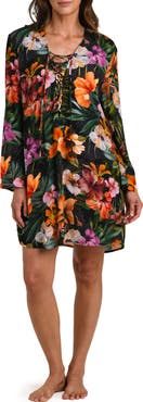 La Blanca Tropical Hideaway Lace-Up Cover-Up Tunic
