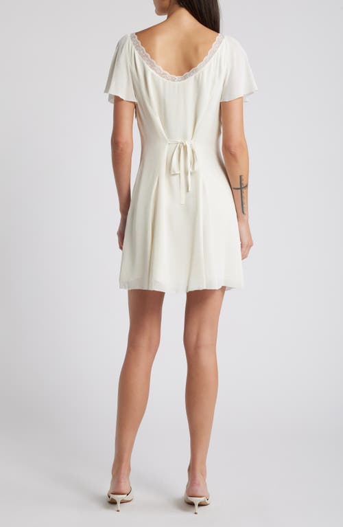 Reformation Malena Lace Inset Stretch Organic Cotton Minidress In Ivory