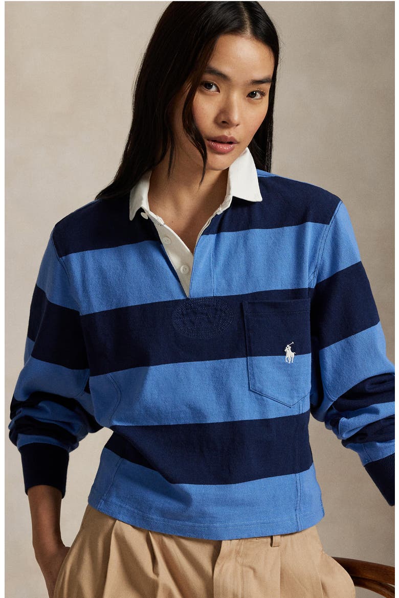 Shaped Rugby Shirt, Alternate, color, RIG BLUE/NEWPORT NAVY