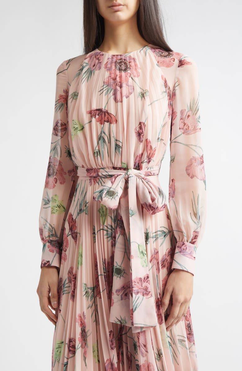 Erdem Floral Long Sleeve Pleatable Voile Gown, Alternate, color, Belle Epoque Poppy Blossom