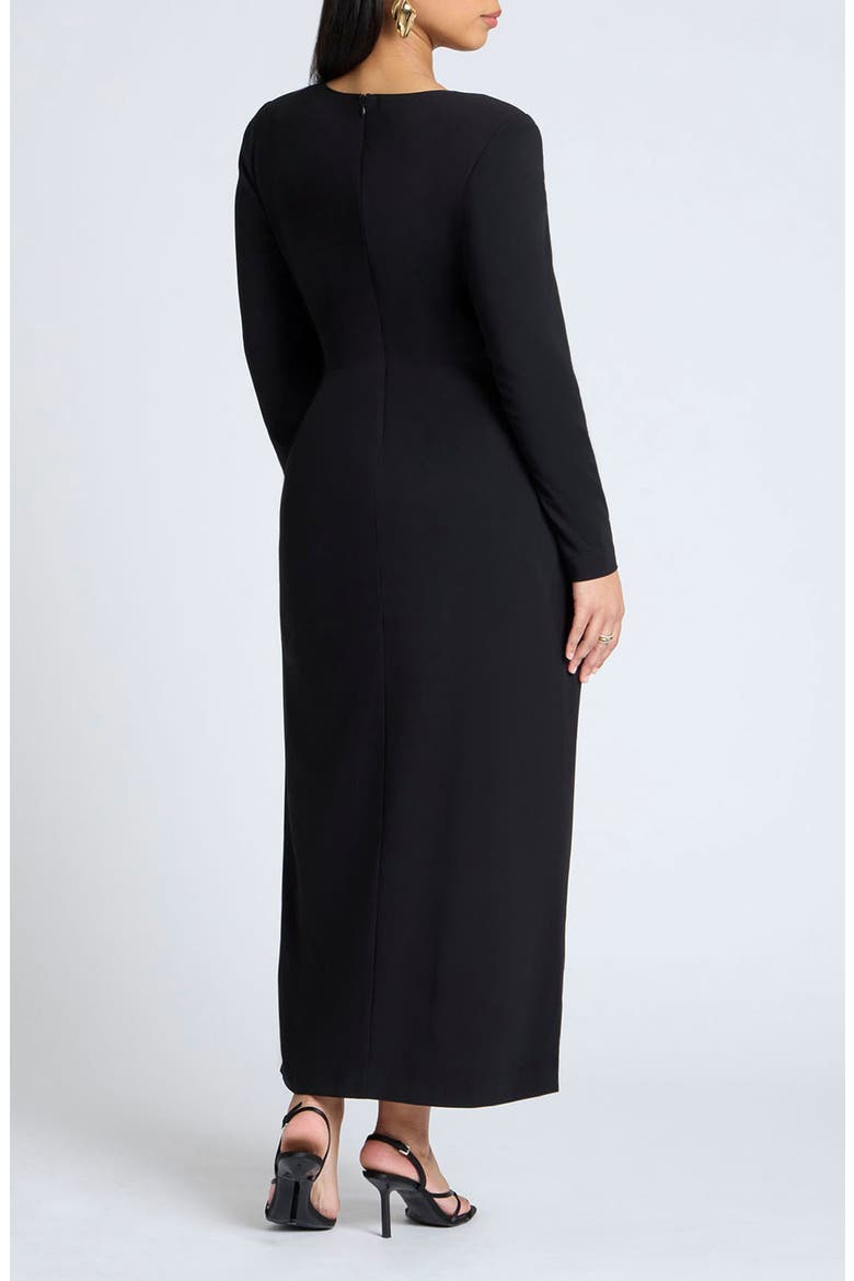 Shirred Strong Shoulder Tie Detail Dress, Alternate, color, BLACK ONYX