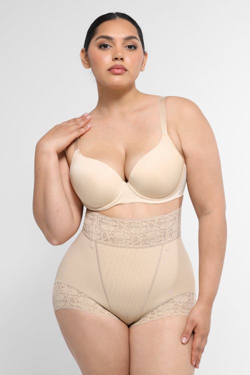 Shapellx Mid-rise Butt-lifting Shaper Panty In Warm Sand