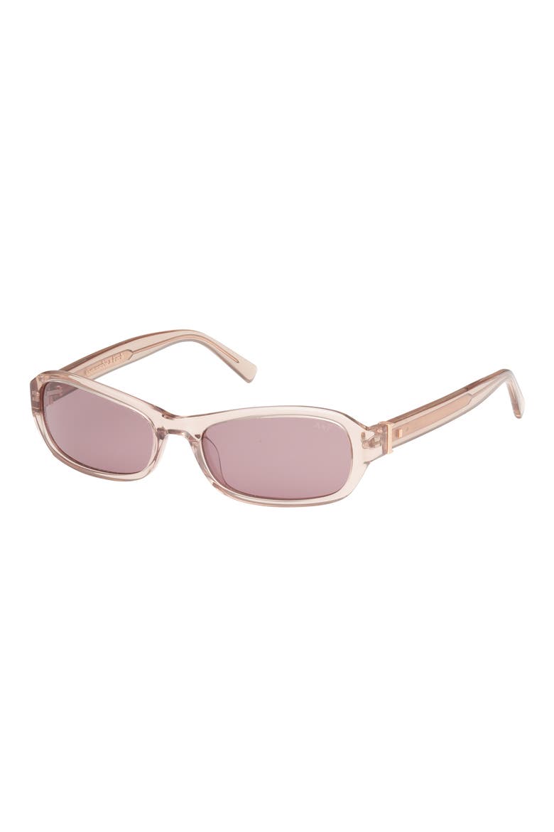 55mm Rectangular Sunglasses, Alternate, color, SHINY BEIGE / PLUM LENS
