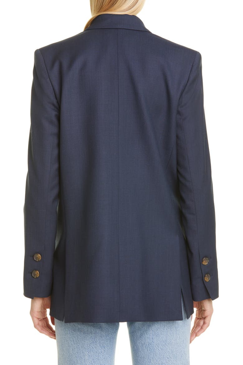 Oversized Double Breasted Stretch Wool Blazer, Alternate, color, MIDNIGHT/PALE BLUE
