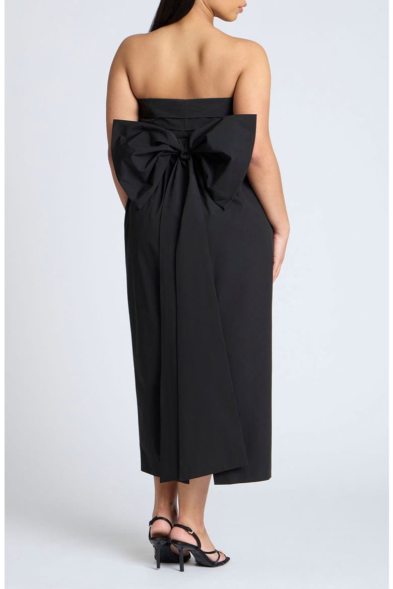 Pleated Bodice Bow Detail Dress, Alternate, color, BLACK ONYX