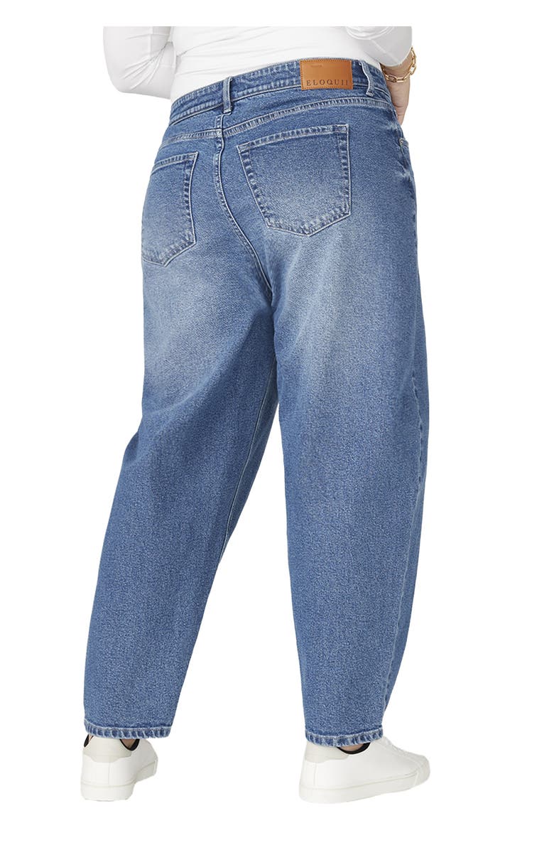 ELOQUII The Barrel Leg Jean, Alternate, color, Medium Wash Denim