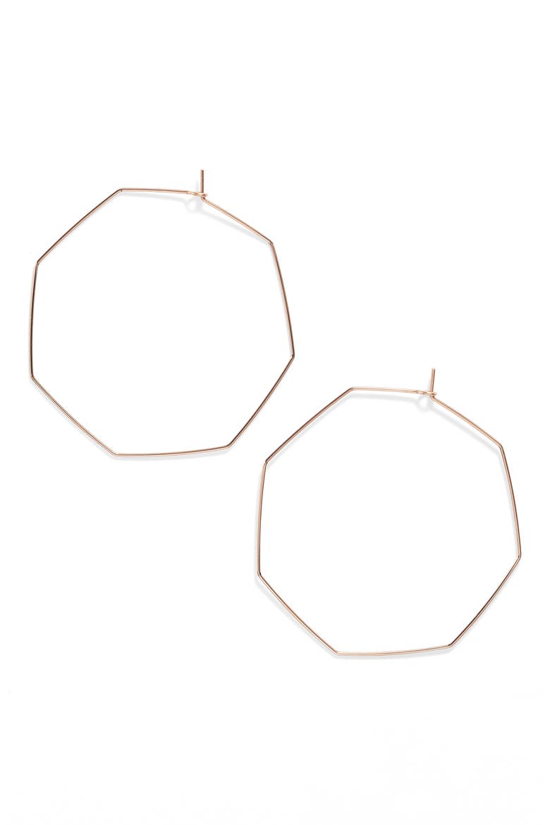 Octagon Hoop Earrings, Main, color, ROSE GOLD