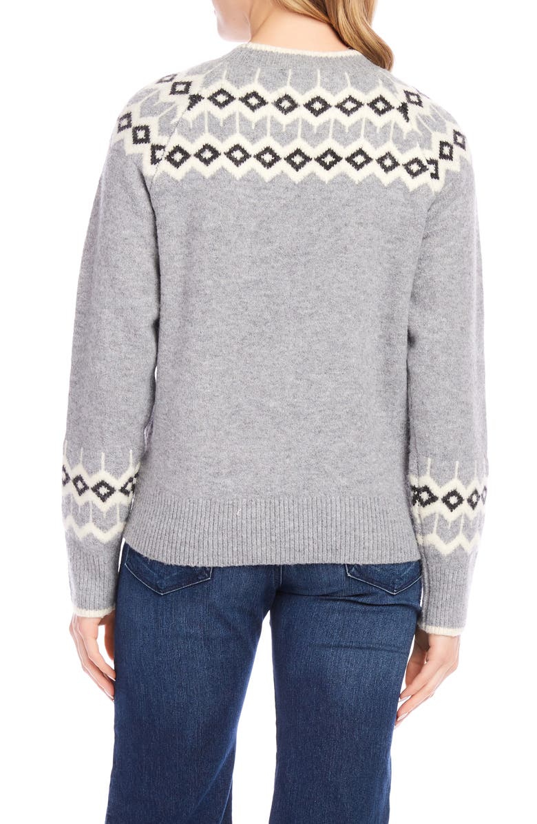 Karen Kane Fair Isle Jacquard Sweater, Alternate, color, Gray
