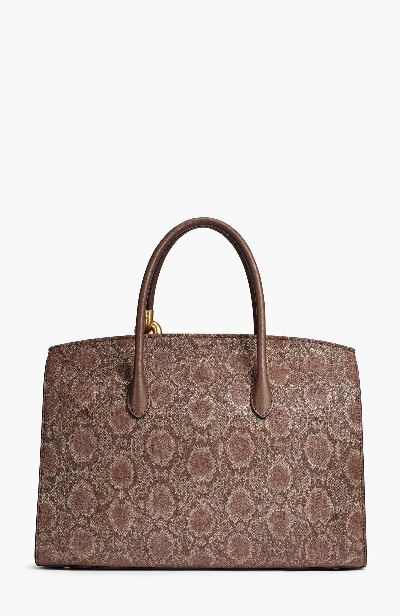 Loden Python Suede Satchel, Alternate, color, Brown Multi