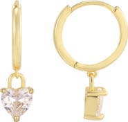 Adornia Cubic Zirconia Heart Dangle Huggie Hoop Earrings