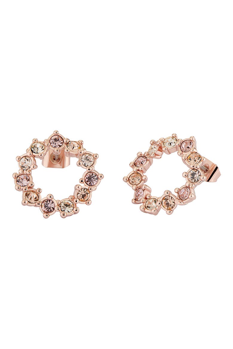 Cresina Crystal Hoop Stud Earrings, Alternate, color, ROSE GOLD PINK CRYSTAL