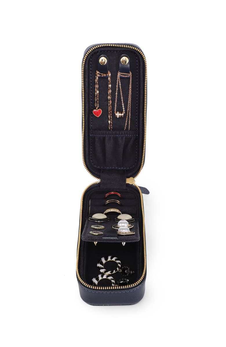 OLD TREND Oblong Genuine Leather Jewelry Box, Alternate, color, Navy