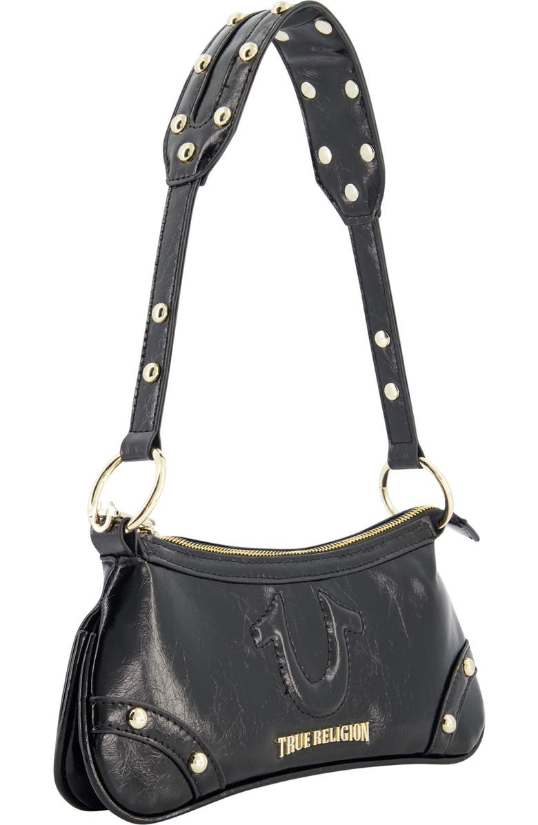 True Religion Studded Horseshoe Shoulder Bag, Alternate, color, Black