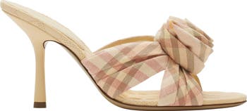 サンダル・ミュール Burberry Lf Mews Rose 90 Chk Burberry Mews Check Rose Bow Slide Sandal (Women) | Nordstrom