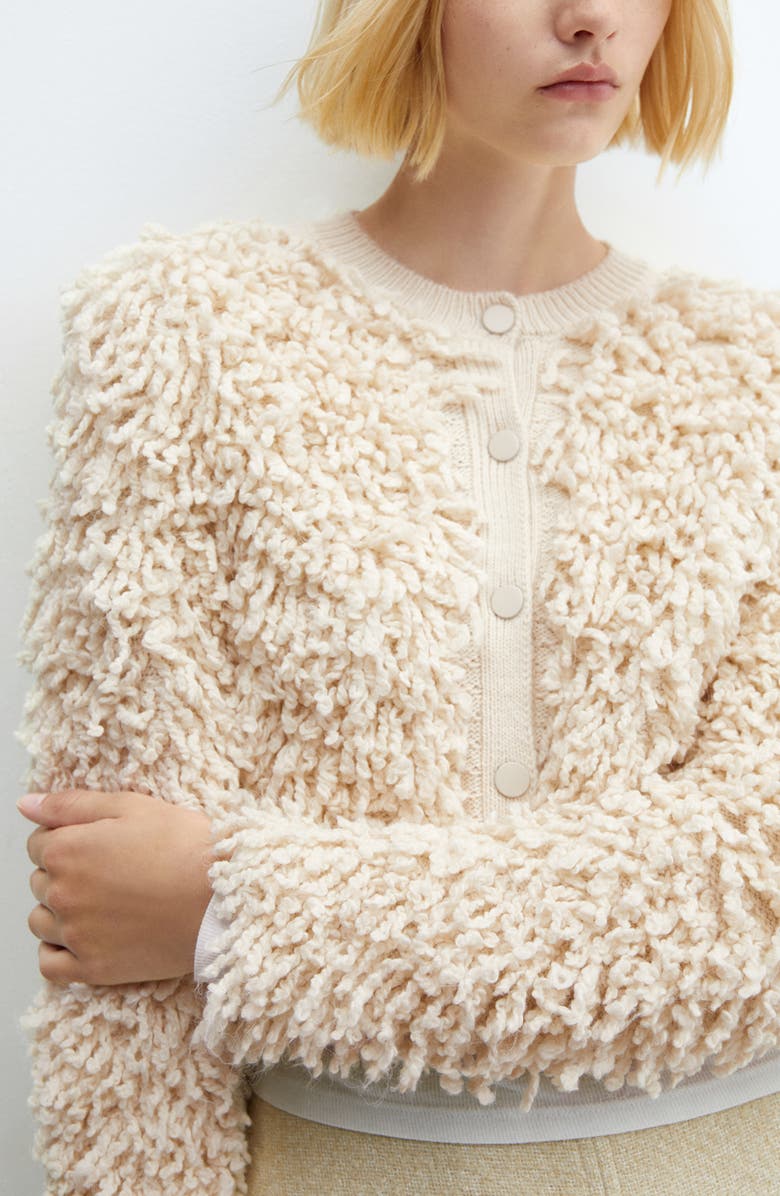 MANGO Textured Crop Cardigan, Alternate, color, 