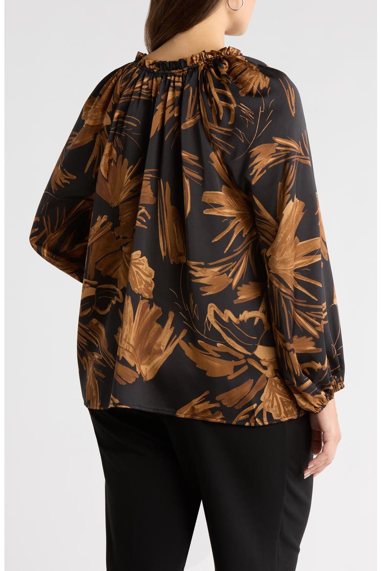 Palm Tropics Ruffle Collar Top, Alternate, color, BLACK-TAN
