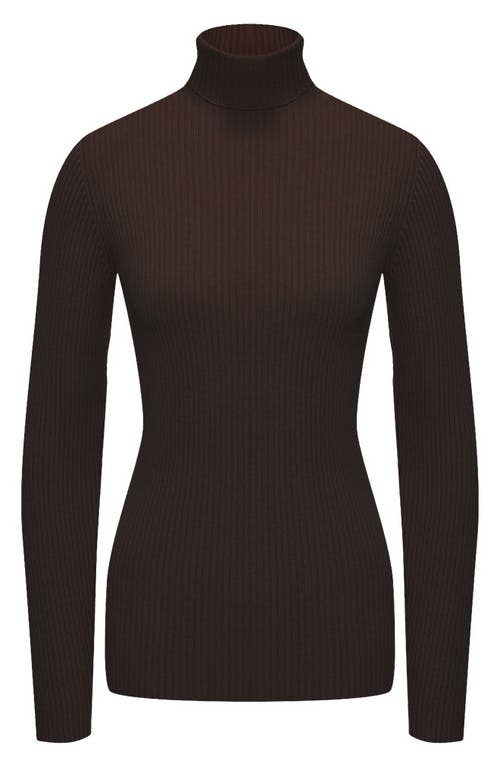 Pietro Brunelli Aurora Turtleneck Rib Maternity Sweater In Medium Brown