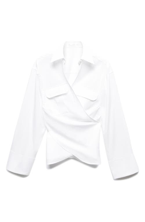Mango Cross Front Cotton Shirt In White