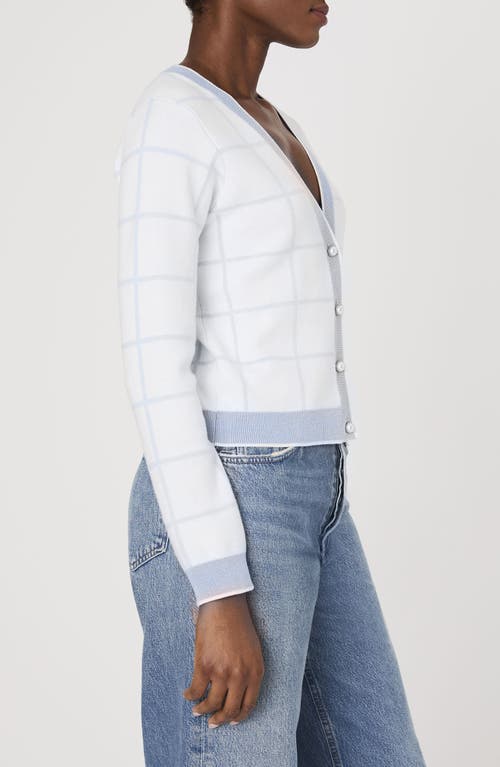 French Connection Check Cardigan In Summer White-sky Blue