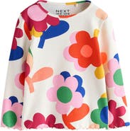 NEXT Kids' Bright Floral Print Long Sleeve Rib T-Shirt