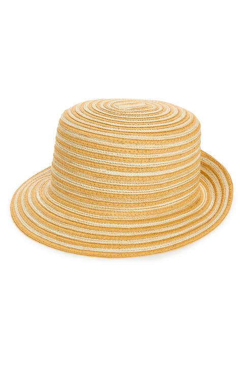 Two Tone Stripe Paper Woven Bucket Hat