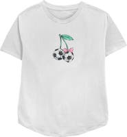 Lost Gods Women's Soccer Cherries Watercolor Sketch Short Sleeve Relaxed Fit T-Shirt