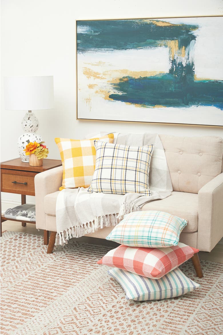 Bunny Trail Plaid Cotton Blend Easter Accent Throw Pillow 18" x 18", Alternate, color, Blue